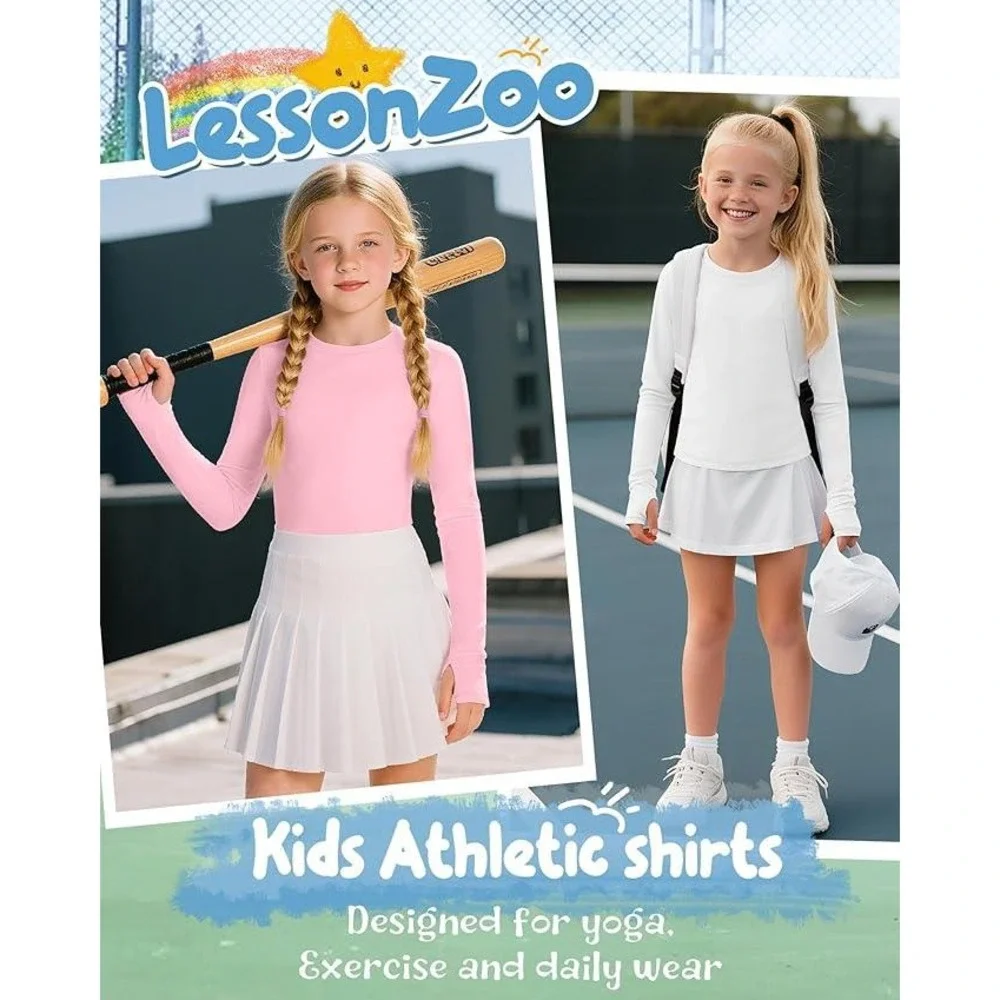 MSRP‎ $42 LessonZoo 3 Pack Girl's 11-12Y Long Sleeve Athletic Shirts with Thu